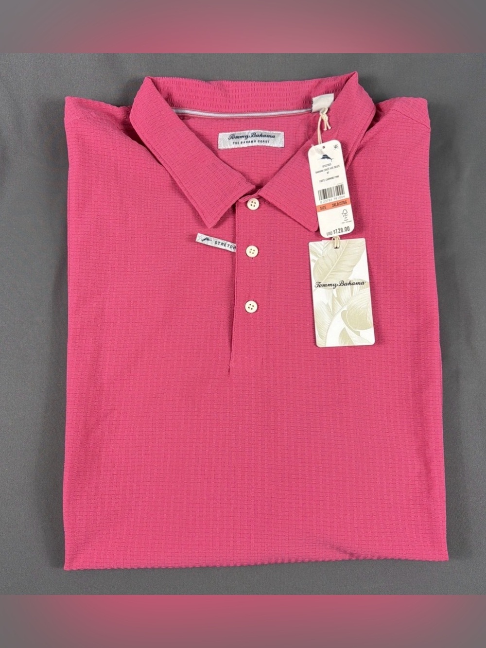 Tommy Bahama Golf Shirt Polo Coast Ace Oasis 3XLB Carmine Pink NWT MSRP $128